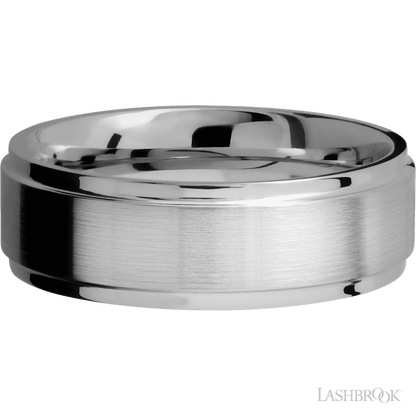 7 mm wide Flat Grooved Edges Titanium band.