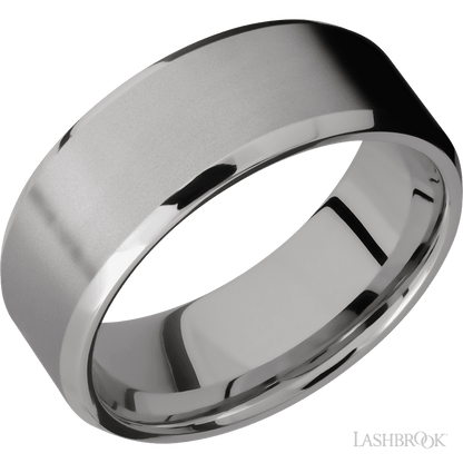 8 mm wide Beveled Titanium band.