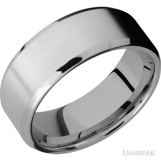 Lashbrook 8mm Beveled Titanium Wedding Band