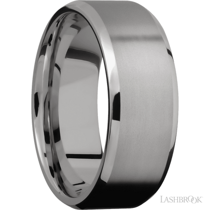 8 mm wide Beveled Titanium band.