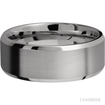 8 mm wide Beveled Titanium band.