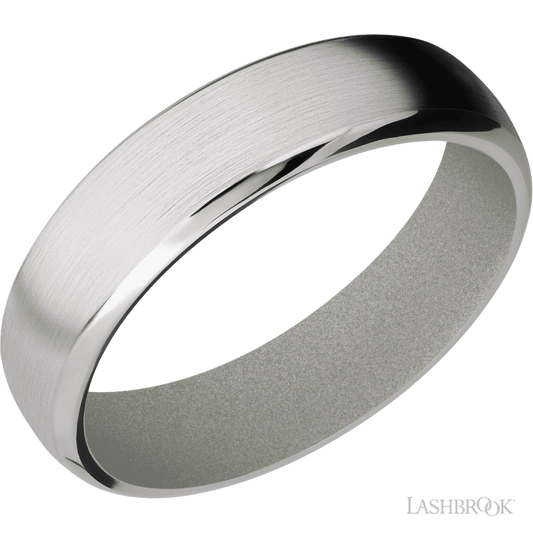 Lashbrook 6mm Domed Bevel Cobalt Chrome Wedding Band — Gun Metal Grey Sleeve