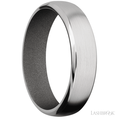 6 mm wide Domed Bevel Cobalt Chrome band featuring a Gun Metal Grey sleeve.