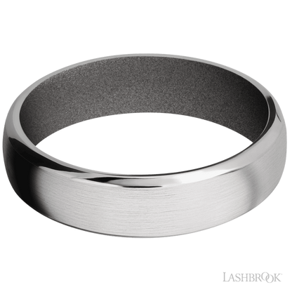 6 mm wide Domed Bevel Cobalt Chrome band featuring a Gun Metal Grey sleeve.