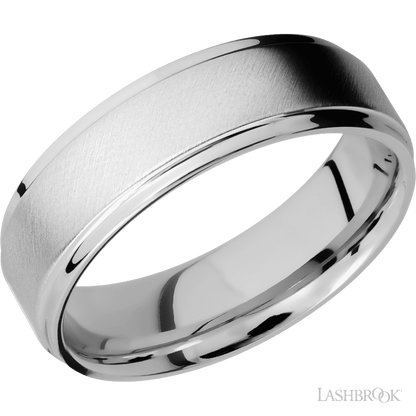 7 mm wide Flat Grooved Edges Cobalt Chrome band.