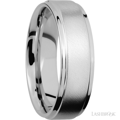 7 mm wide Flat Grooved Edges Cobalt Chrome band.
