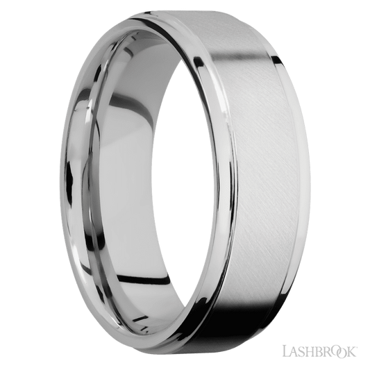 Lashbrook 7mm Flat Grooved Edges Cobalt Chrome Wedding Band