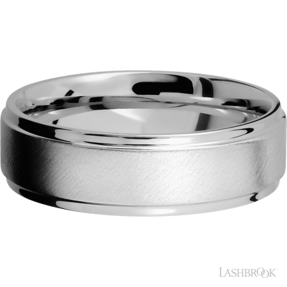 7 mm wide Flat Grooved Edges Cobalt Chrome band.