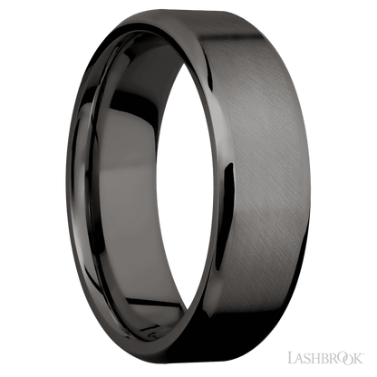 7 mm wide Beveled Tantalum Noir band.