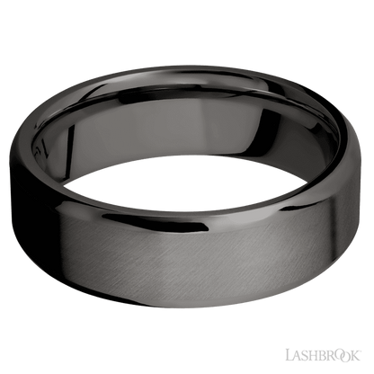 7 mm wide Beveled Tantalum Noir band.