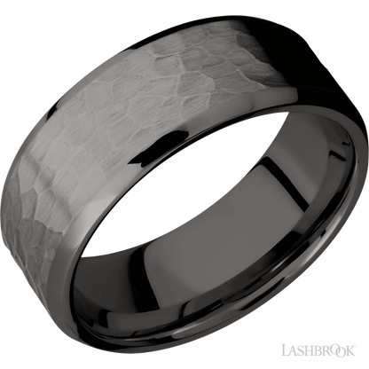 8 mm wide Beveled Tantalum Noir band.