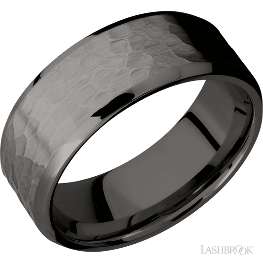 Lashbrook 8mm Beveled Tantalum Noir Wedding Band