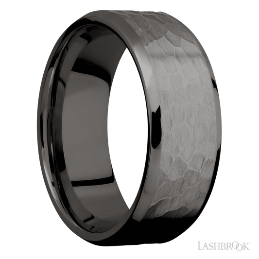 Lashbrook 8mm Beveled Tantalum Noir Wedding Band