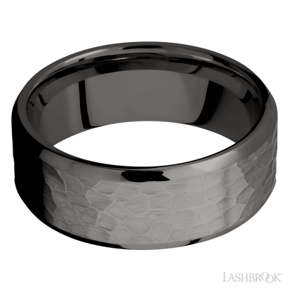 8 mm wide Beveled Tantalum Noir band.