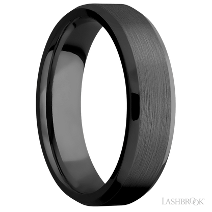 6 mm wide Beveled Zirconium band.