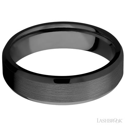 6 mm wide Beveled Zirconium band.