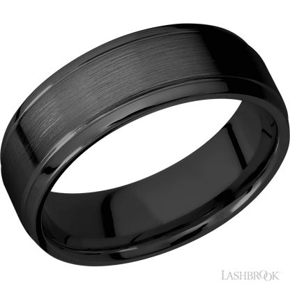 7 mm wide Stepped Bevel Zirconium band.