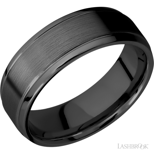Lashbrook 7mm Stepped Bevel Zirconium Wedding Band