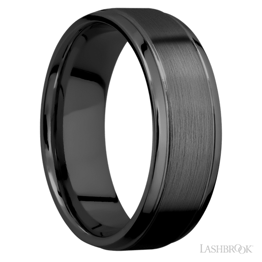 Lashbrook 7mm Stepped Bevel Zirconium Wedding Band