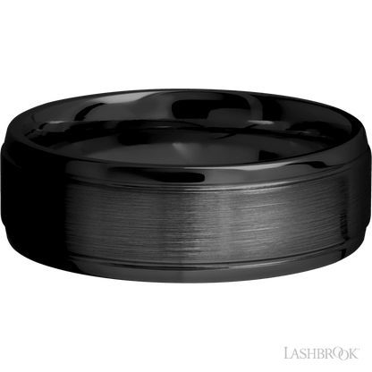 7 mm wide Stepped Bevel Zirconium band.