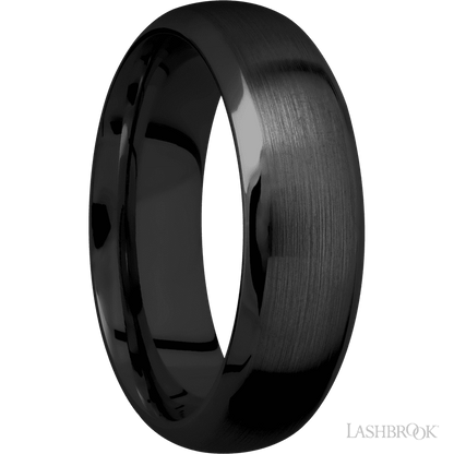 7 mm wide Domed Bevel Zirconium band.