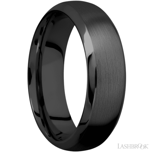 Lashbrook 7mm Domed Bevel Zirconium Wedding Band