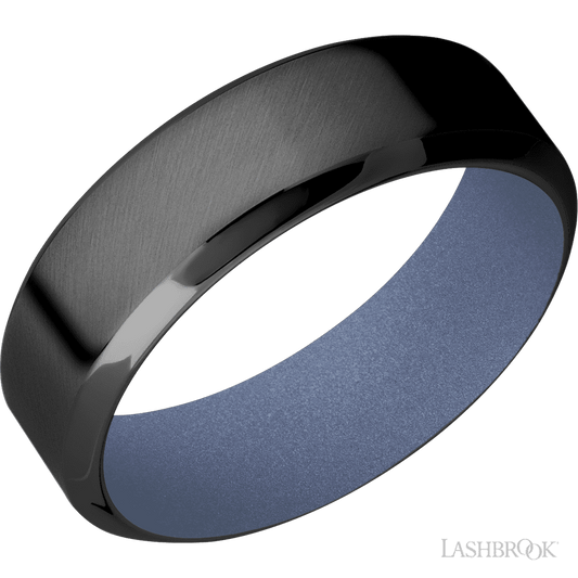 Lashbrook 7mm High Bevel Zirconium Wedding Band — Crushed Orchid Sleeve