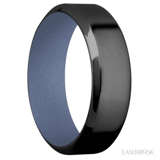 Lashbrook 7mm High Bevel Zirconium Wedding Band — Crushed Orchid Sleeve