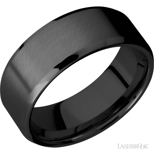 Lashbrook 8mm Beveled Zirconium Wedding Band