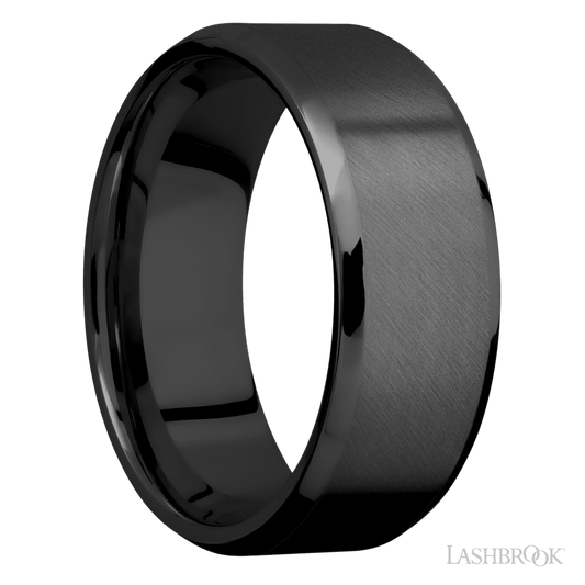 Lashbrook 8mm Beveled Zirconium Wedding Band