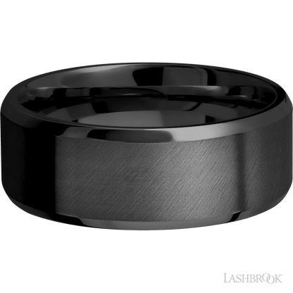8 mm wide Beveled Zirconium band.