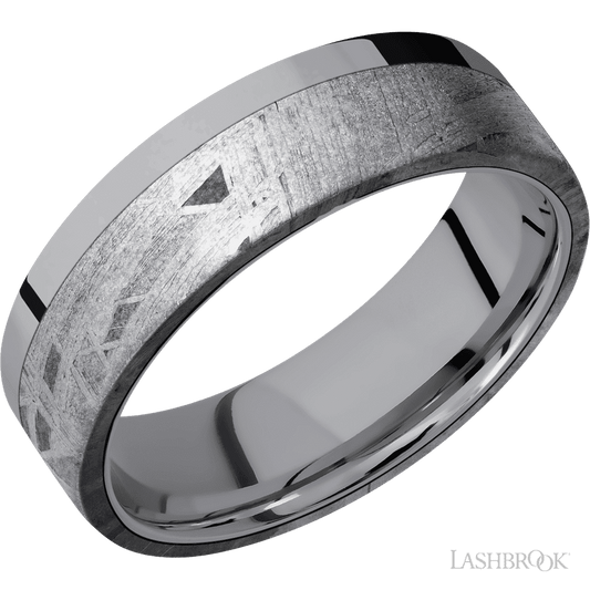 Lashbrook 7mm Flat Tantalum Wedding Band — Meteorite Inlay