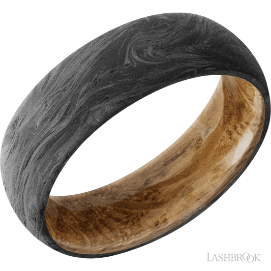 Lashbrook 7mm Domed Forged Carbon Fiber Wedding Band — Whiskey Barrel Sleeve
