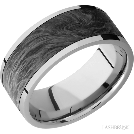Lashbrook 9mm Flat Titanium Wedding Band — Forged Carbon Fiber Inlay