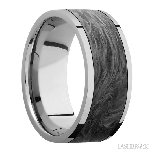 Lashbrook 9mm Flat Titanium Wedding Band — Forged Carbon Fiber Inlay
