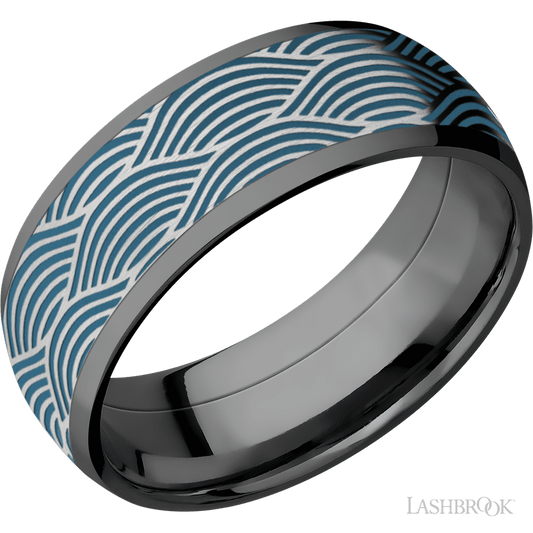 Lashbrook 8mm Domed Zirconium Wedding Band — Navigator Pattern