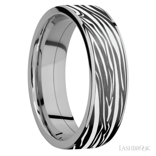 Lashbrook 7mm Flat Titanium Wedding Band — Zebra Pattern