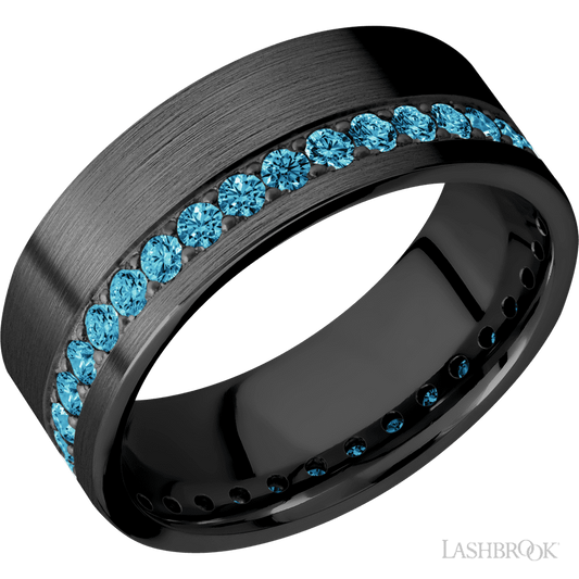 Lashbrook 8mm Flat Zirconium Wedding Band — Lab-Grown Diamond Eternity