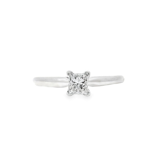 14k White Gold 0.36ct Princess Cut Diamond Solitaire Engagement Ring
