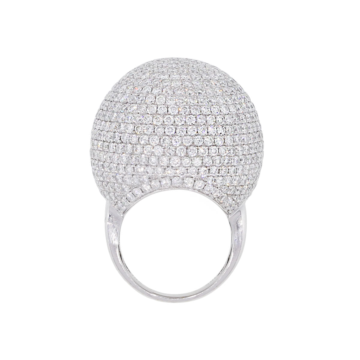 18k White Gold 13.2ctw Diamond Pave Dome Ring