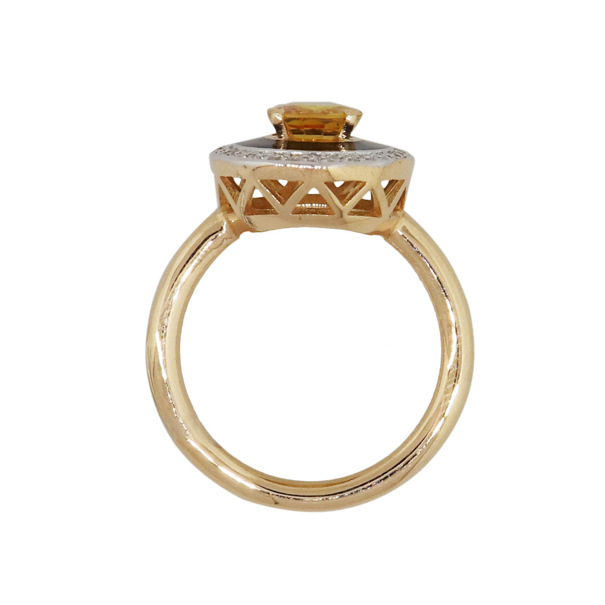 18k Rose Gold 1.46ct Oval Yellow Sapphire and 0.18ctw Diamond Ring