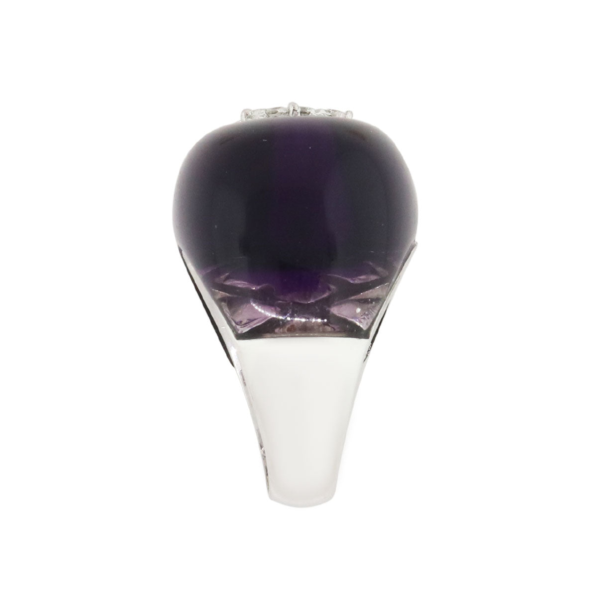 18k White Gold 0.51ctw Diamond and Cabochon Amethyst Ring