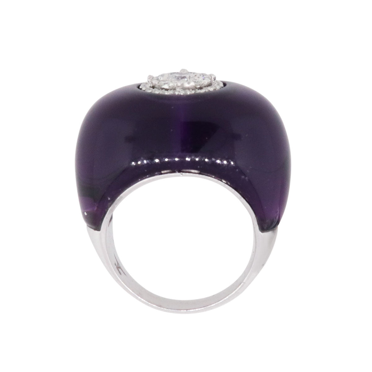 18k White Gold 0.51ctw Diamond and Cabochon Amethyst Ring