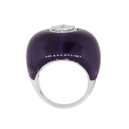 18k White Gold 0.51ctw Diamond and Cabochon Amethyst Ring