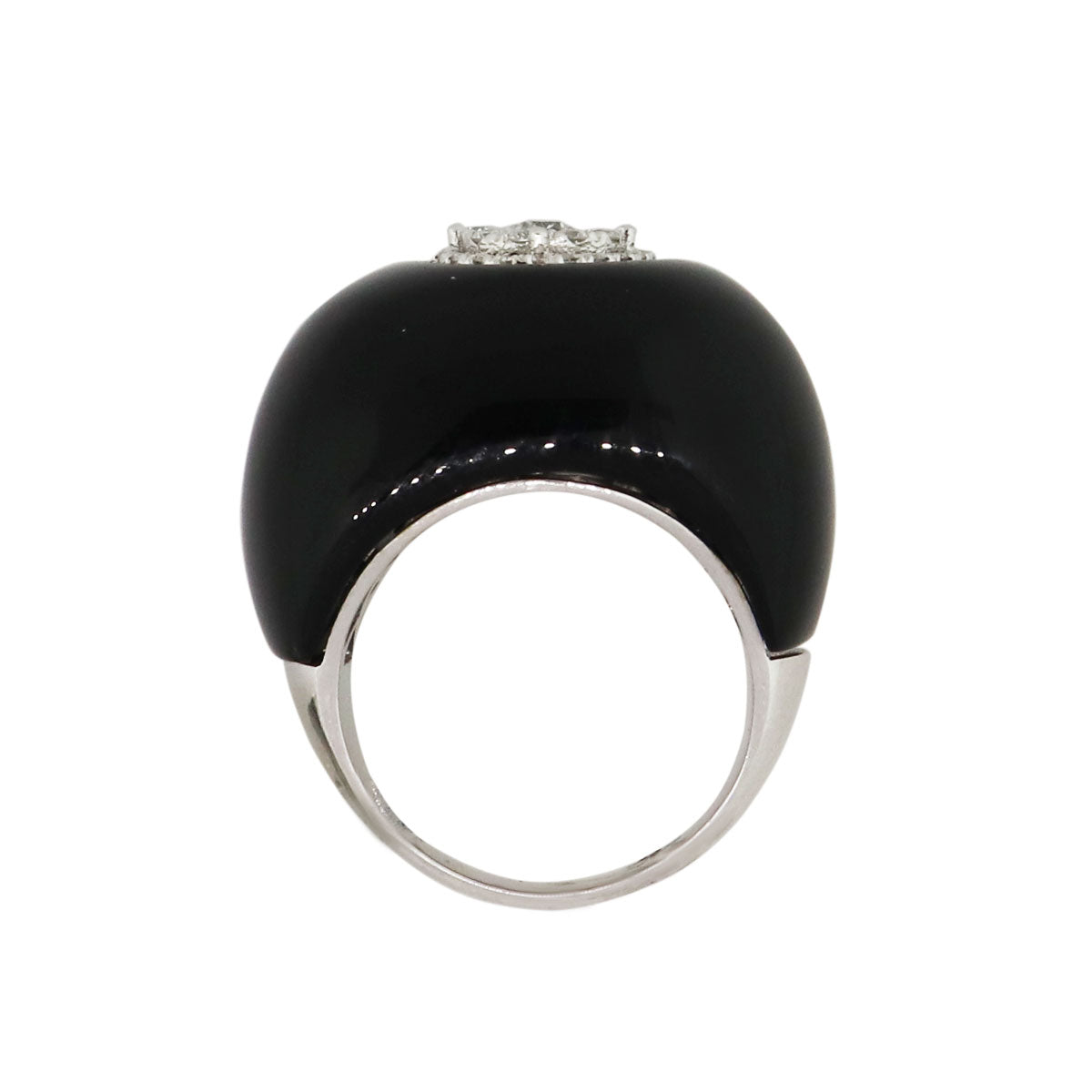 18k White Gold 0.51ctw Diamond and Cabochon Onyx Ring