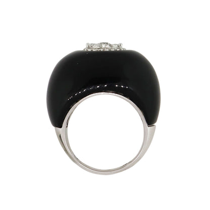 18k White Gold 0.51ctw Diamond and Cabochon Onyx Ring