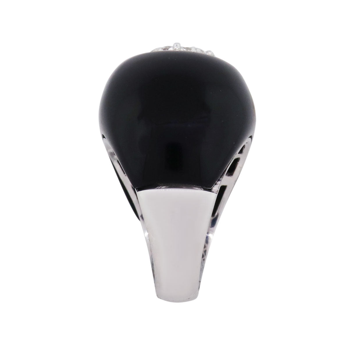 18k White Gold 0.51ctw Diamond and Cabochon Onyx Ring