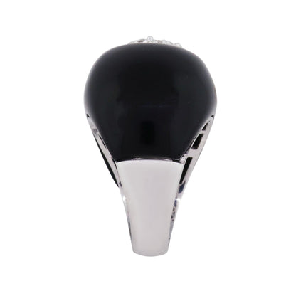 18k White Gold 0.51ctw Diamond and Cabochon Onyx Ring