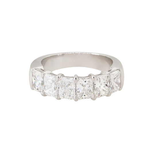 Platinum 3.03ctw Radiant Cut Diamond 6 Stone Wedding Band