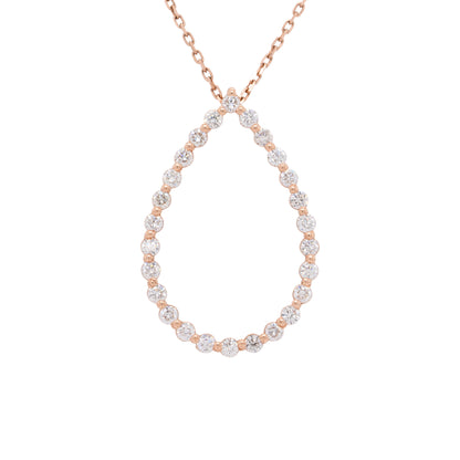 14k Rose Gold Diamond Pear Shaped Pendant Necklace